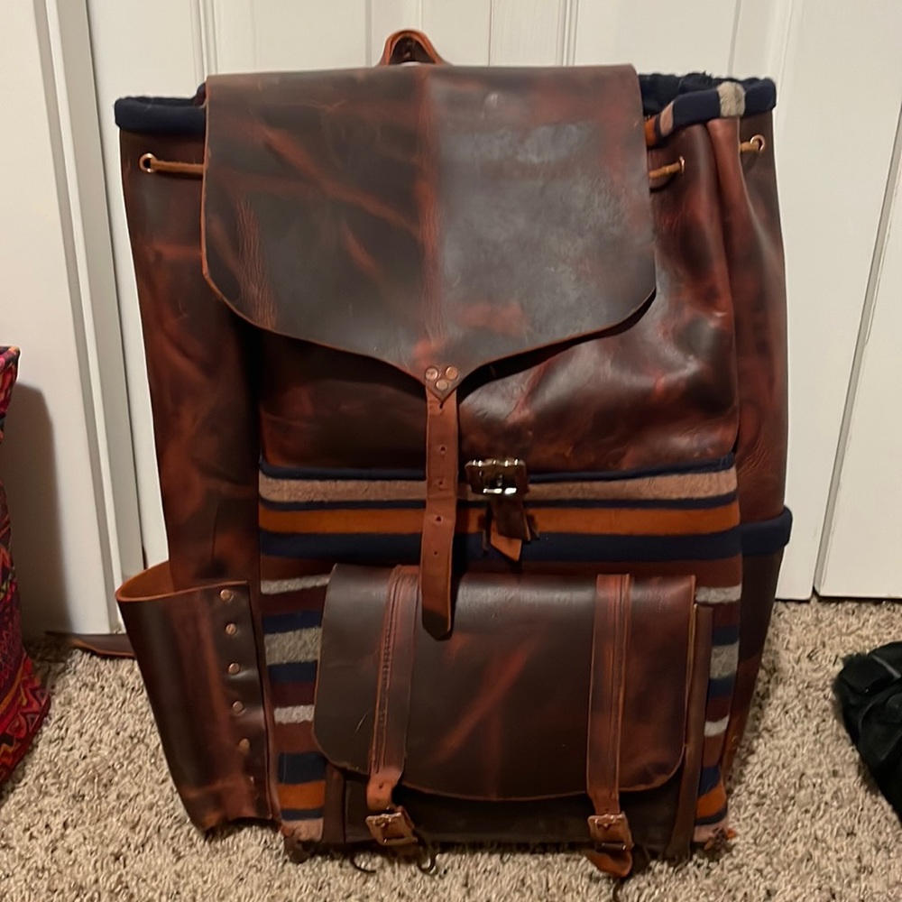 Custom Made Pendleton Leather Backpack Or Diaper … - image 1